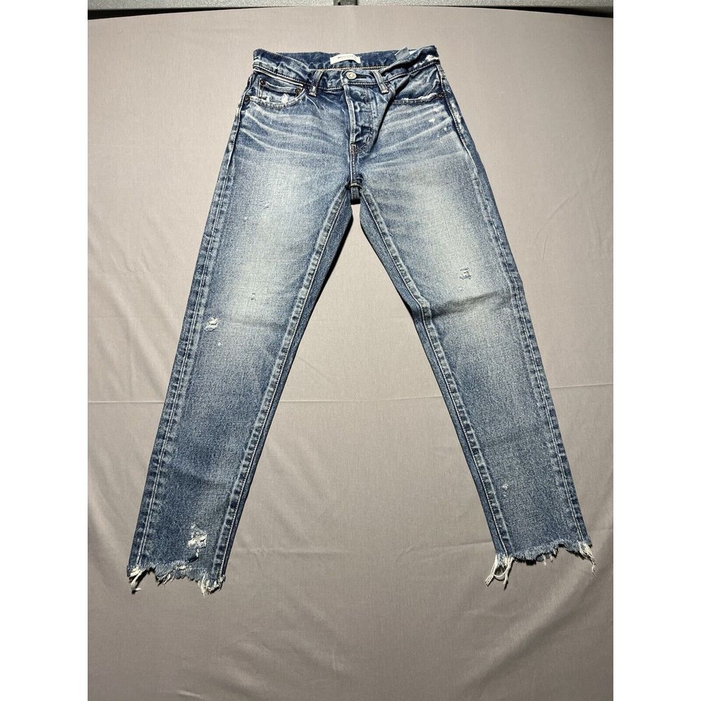 Moussy Vintage Merry Tapered Jean Women's 25 Blue Distressed Button Fly‎ $325